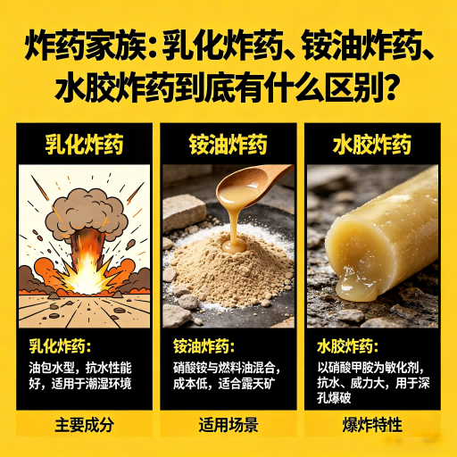 晋宁炸药家族：乳化炸药、铵油炸药、水胶炸药到底有什么区别？